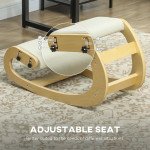 Ergonomic Kneeling Chair, Adjustable Rocking Wood Kneeling Stool, Desk Chair, Improve Posture, Cream White