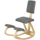 Ergonomic Kneeling Chair, Rocking Wood Kneel Stool with Backrest for Improve Posture, Back Pain, Grey