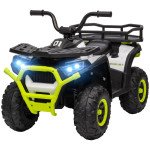 Qaba Kids ATV, 12V Battery Powered Electric Ride on Toy w/ Spring Suspension, Storage Basket, High & Low Speed, Green