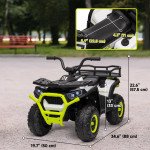 Qaba Kids ATV, 12V Battery Powered Electric Ride on Toy w/ Spring Suspension, Storage Basket, High & Low Speed, Green