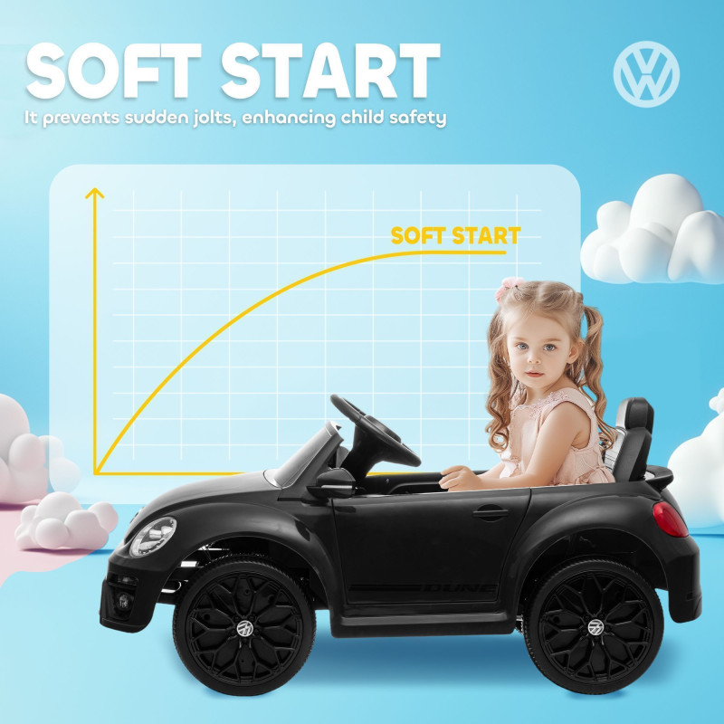 Qaba 12V Volkswagen Beetle Licensed Electric Car for Kids w/ Remote Control, 4 Spring Suspension Wheels, Soft Start, Black