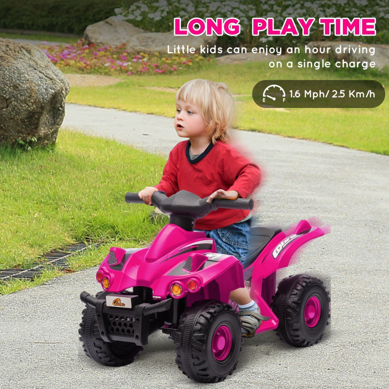 Qaba 6V Kids ATV Quad w/ Music, Forward, for 2-6 Years, Pink