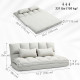 Convertible Floor Sofa, Foldable 2-Seater Lazy Sofa Sleeper with 9-position Backrest and 2 Pillows Cream White
