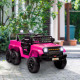Qaba 12V 4WD/2WD Kids Electric Car w/ Remote Control, Spring Suspension, Back Trailer, Light, Music, Soft Start, Pink