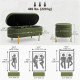 Upholstered Bedroom Bench, Channel Tufted Ottoman Bench with Thick Padding and Metal Legs, Dark Green