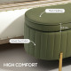 Upholstered Bedroom Bench, Channel Tufted Ottoman Bench with Thick Padding and Metal Legs, Dark Green