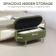 Upholstered Bedroom Bench, Channel Tufted Ottoman Bench with Thick Padding and Metal Legs, Dark Green