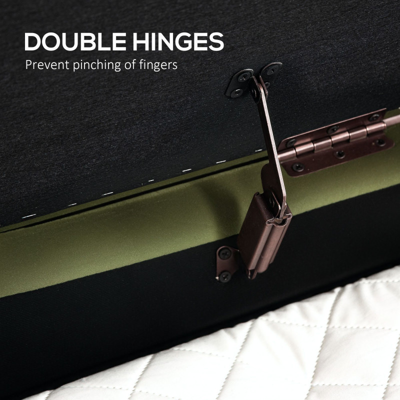 Upholstered Bedroom Bench, Channel Tufted Ottoman Bench with Thick Padding and Metal Legs, Dark Green