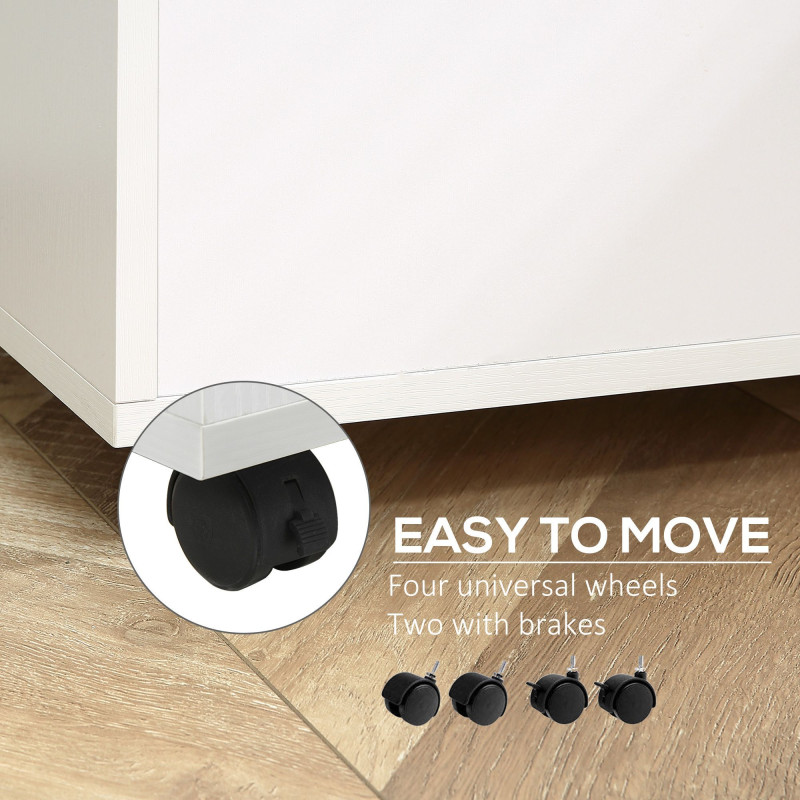 2 Drawer File Cabinet with Lock and Keys, Mobile Vertical Filing Cabinet with Wheels and Drawers, Home Office Cabinet, White
