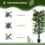 Set of 2 6FT Artificial Bamboo Tree Fake Decorative Plant with Nursery Pot for Indoor Outdoor Décor