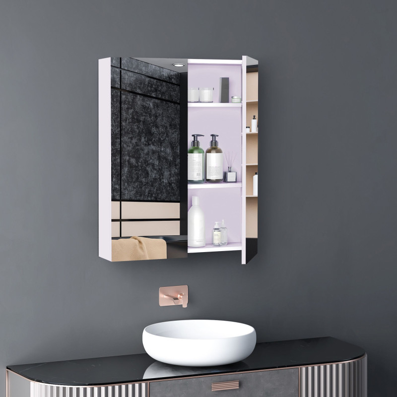 Wall Mount Medicine Cabinet with Mirror, Bathroom Mirror Cabinet Storage Organizer with Adjustable Shelf, Double Door Cupboard, Soft Closing, 23.5