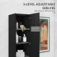 Freestanding Tall Bathroom Storage Cabinet with Adjustable Shelves, Bathroom Organizer, Black Wood Grain
