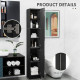 Freestanding Tall Bathroom Storage Cabinet with Adjustable Shelves, Bathroom Organizer, Black Wood Grain