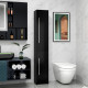 Freestanding Tall Bathroom Storage Cabinet with Adjustable Shelves, Bathroom Organizer, Black Wood Grain