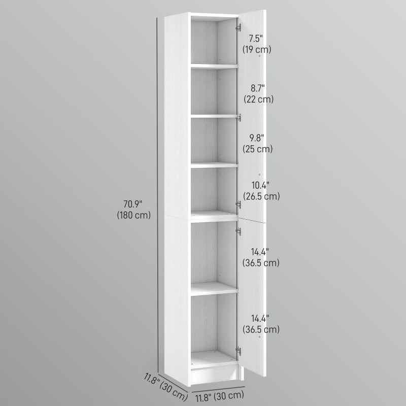 Freestanding Tall Bathroom Storage Cabinet with Adjustable Shelves, Bathroom Organizer, White Wood Grain