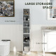 Freestanding Tall Bathroom Storage Cabinet with Adjustable Shelves, Bathroom Organizer, White Wood Grain