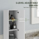 Freestanding Tall Bathroom Storage Cabinet with Adjustable Shelves, Bathroom Organizer, White Wood Grain