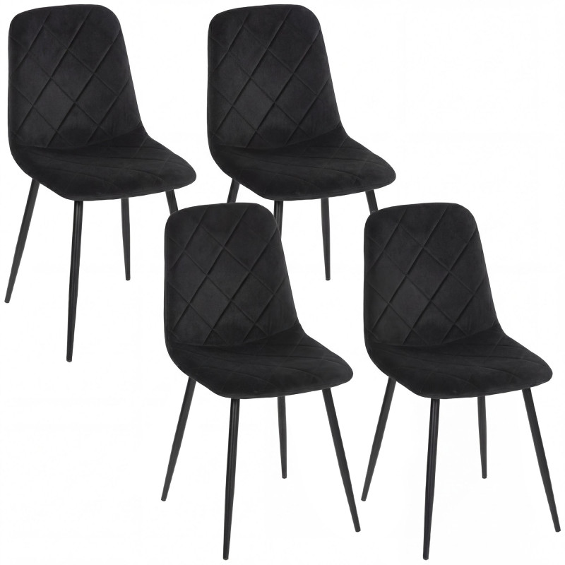 Dining Chairs Set of 4, Upholstered Dining Room Chairs with Steel Legs, Modern Kitchen Chair for Dining Room, Black