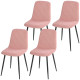 Dining Chairs Set of 4, Upholstered Dining Room Chairs with Steel Legs, Modern Kitchen Chair for Dining Room, Pink