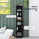 Tall Bathroom Storage Cabinet, Freestanding Linen Tower with 3-Tier Open Adjustable Shelf, Black