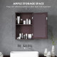 Bathroom Mirror Cabinet, Wall Mounted Medicine Cabinet with Door and Shelves, Dark Brown