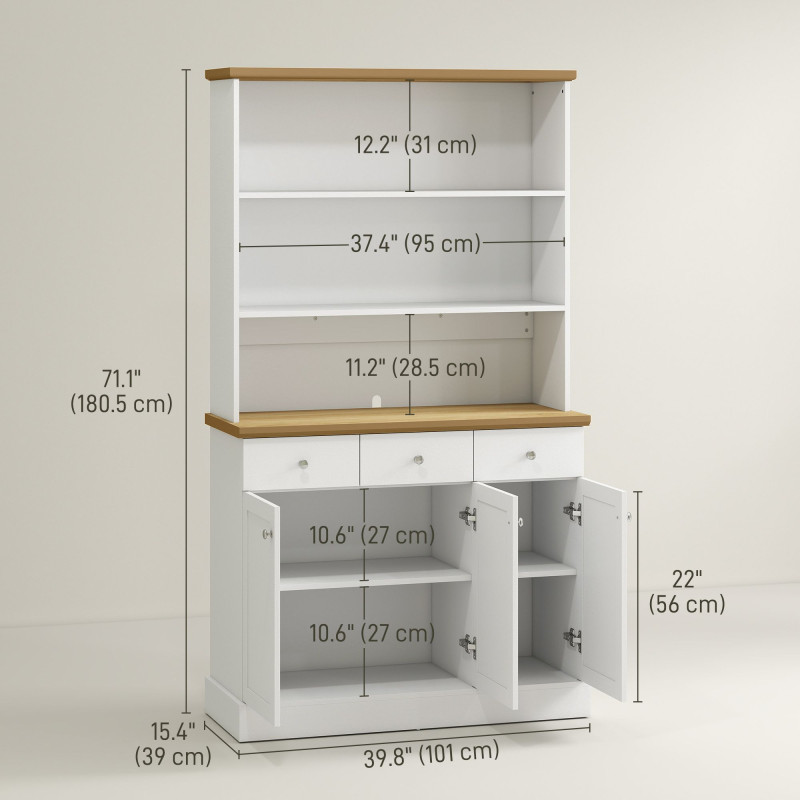 Kitchen Pantry Buffet Server Hutch Storage Sideboard Bookcase with Drawers & Cabinets for Living Room Cabinet Console