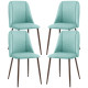 Upholstered Dining Chairs Set of 4, Velvet Accent Chair with Back and Wood-grain Steel Leg for Kitchen, Light Green