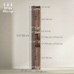 Narrow Bathroom Cabinet, Tall Bathroom Storage Cabinet with Barn Doors, Drawer and Adjustable Shelves, Brown Wood Grain