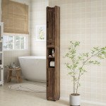 Narrow Bathroom Cabinet, Tall Bathroom Storage Cabinet with Barn Doors, Drawer and Adjustable Shelves, Brown Wood Grain