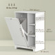 Laundry Cabinet with Removable Basket, Tilt Out Laundry Hamper with Adjustable Shelf and Open Compartments, White