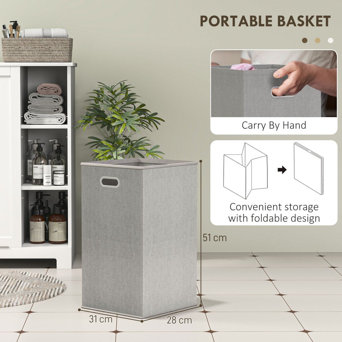 Laundry Cabinet with Removable Basket, Tilt Out Laundry Hamper with Adjustable Shelf and Open Compartments, White