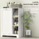 Laundry Cabinet with Removable Basket, Tilt Out Laundry Hamper with Adjustable Shelf and Open Compartments, White