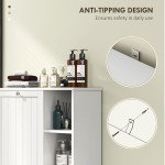 Laundry Cabinet with Removable Basket, Tilt Out Laundry Hamper with Adjustable Shelf and Open Compartments, White