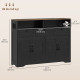 Sideboard, Buffet Cabinet with 4 Barn Doors and 3 Drawers, Coffee Bar Cabinet with Adjustable Shelves, Black