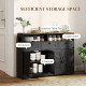 Sideboard, Buffet Cabinet with 4 Barn Doors and 3 Drawers, Coffee Bar Cabinet with Adjustable Shelves, Black