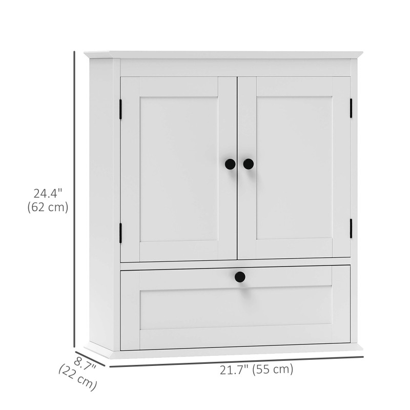 Medicine Cabinet with Adjustable Shelf, Bathroom Wall Cabinet Bathroom Cabinet with Recessed Panels, White