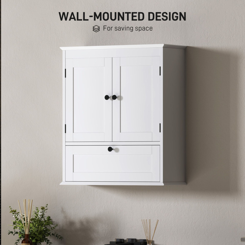 Medicine Cabinet with Adjustable Shelf, Bathroom Wall Cabinet Bathroom Cabinet with Recessed Panels, White