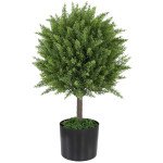 Decorative Artificial Plants, Cedar Topiary Trees in Pots, Fake Plants for Home Indoor outdoor Decor, Green