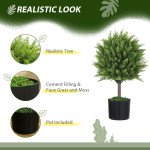 Decorative Artificial Plants, Cedar Topiary Trees in Pots, Fake Plants for Home Indoor outdoor Decor, Green