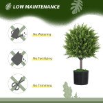 Decorative Artificial Plants, Cedar Topiary Trees in Pots, Fake Plants for Home Indoor outdoor Decor, Green