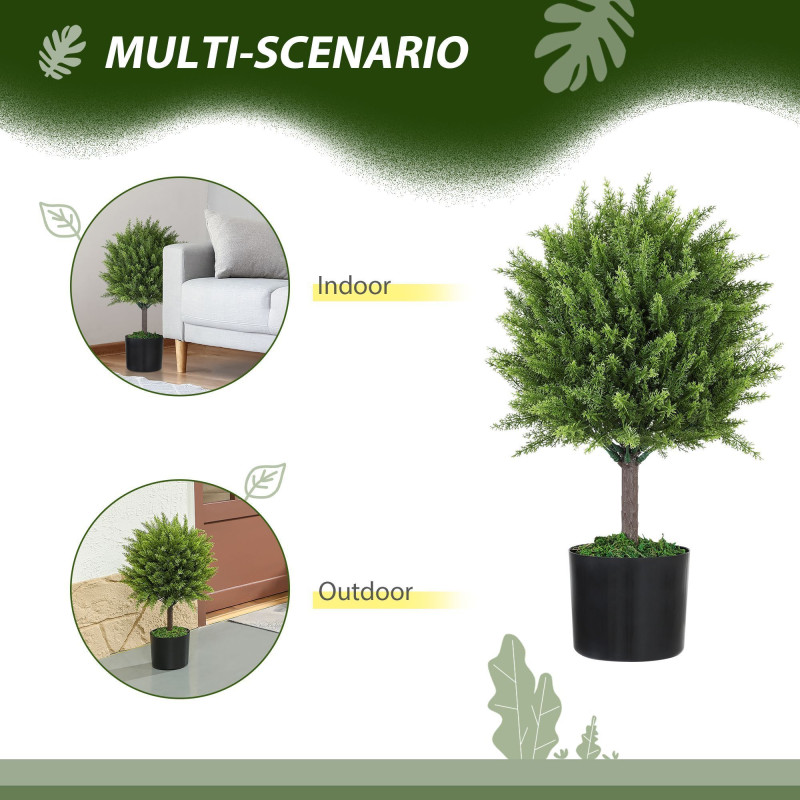 Decorative Artificial Plants, Cedar Topiary Trees in Pots, Fake Plants for Home Indoor outdoor Decor, Green