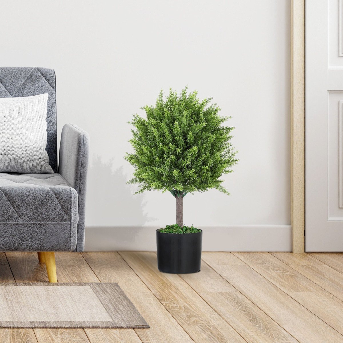 Decorative Artificial Plants, Cedar Topiary Trees in Pots, Fake Plants for Home Indoor outdoor Decor, Green