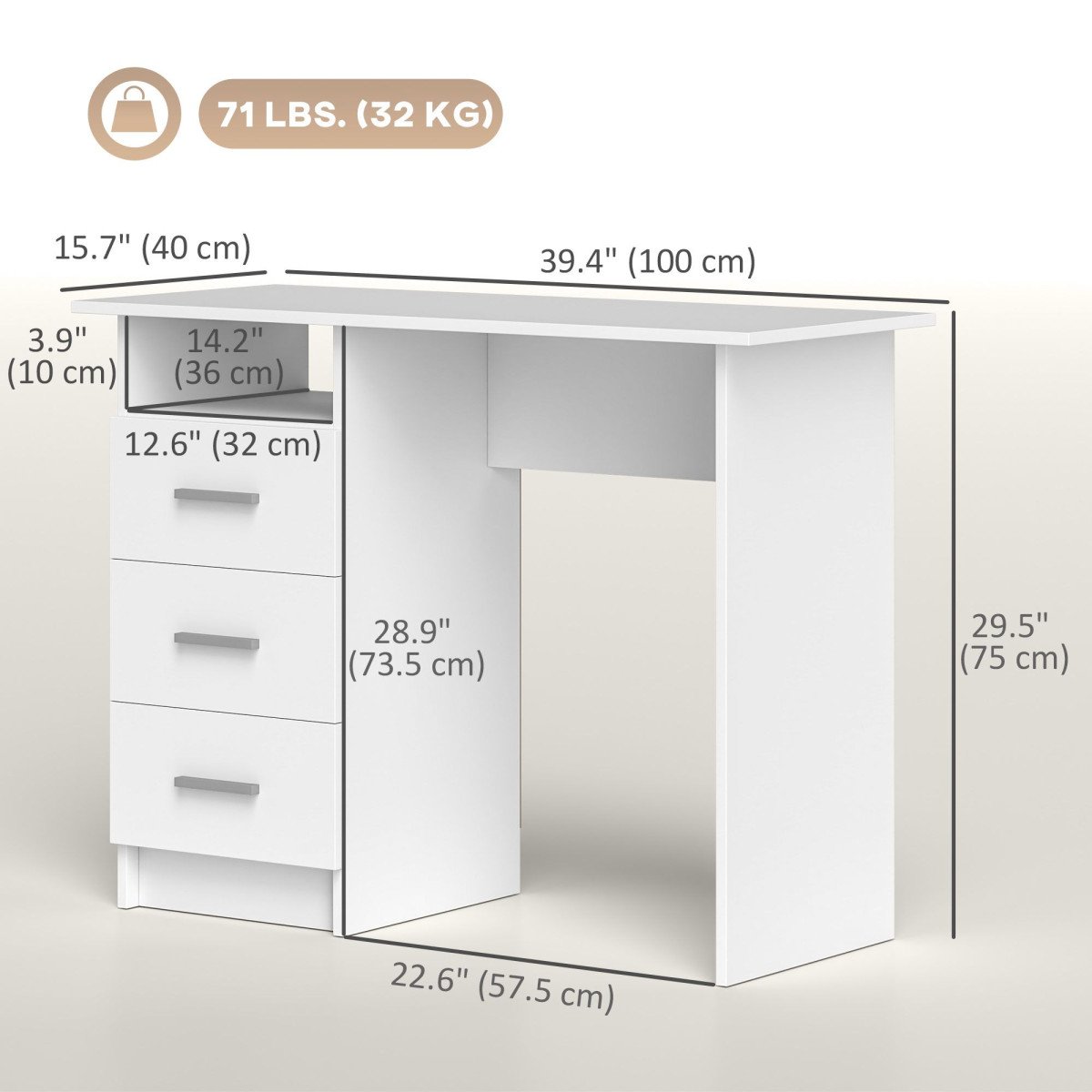 Computer Desk with Storage, 39