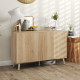 Buffet Cabinet with Storage Modern Fluted Sideboard with Adjustable Shelves Wood Legs for Dining Room Living Room Oak