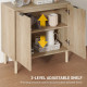 Accent Cabinet with Doors & Adjustable Shelf, Freestanding Console Cabinet with Wood Legs, Elevated Base for Living Room, Oak