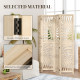 4 Panel Room Divider, Detachable Folding Privacy Screens with Palm Leaf Design for Home Office, Natural Wood Finish