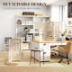 3 Panel Room Divider, Detachable Folding Privacy Screens with Palm Leaf Design for Home Office, Natural Wood Finish