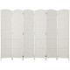 6ft Folding Room Divider, 6 Panel Wall Partition with Wooden Frame for Bedroom, Home Office, Natural