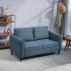 Vintage Loveseat, Upholstered Love Seat Furniture, Fabric 2 Seater Sofa with Rolled Arms, Rubber Wood Legs, Dark Blue