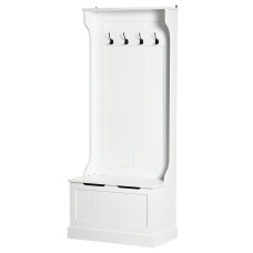 4-In-1 Hall Tree with Coat Rack, Top Shelf, Shoe Storage and Bench Seat, Entryway Bench with 4 Hooks